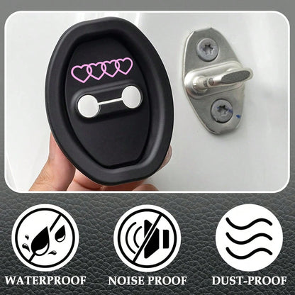 4pcs Upgraded Car Door Lock Cover, Silicone Car Door Lock Protector For Protection And Noise Reduction, Universal Car Exterior Accessories (4-Piece Set)
