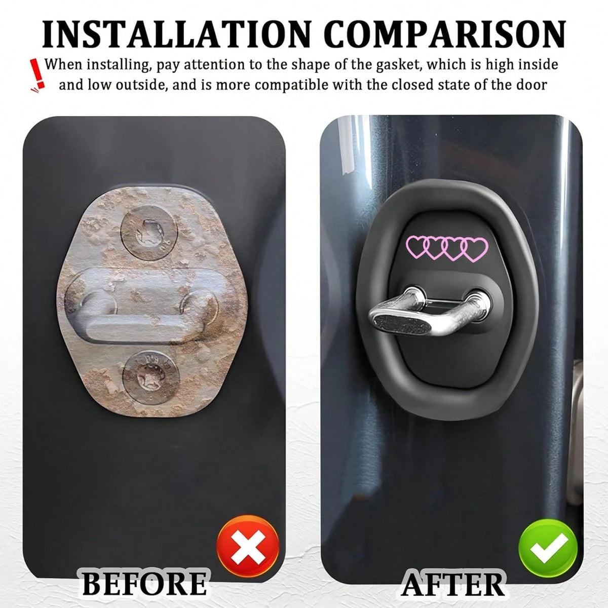 4pcs Upgraded Car Door Lock Cover, Silicone Car Door Lock Protector For Protection And Noise Reduction, Universal Car Exterior Accessories (4-Piece Set)