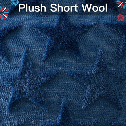 4th Of July Throw Pillow Covers Set Of 2 Stars Cushion Covers For Sofa 18x18 Inch Square Patriotic Soft Pl 11ush Short Wool Velvet Pillowcase Memorial Day Party Decor Blue