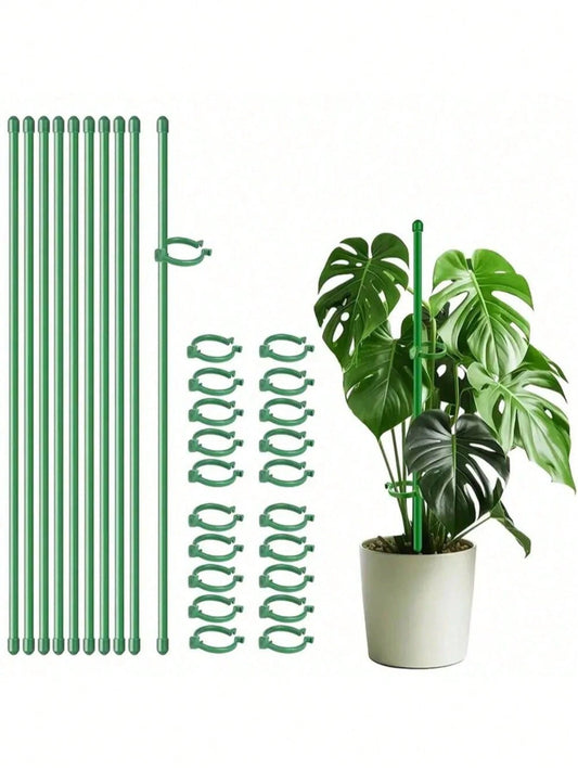 5/10/20pcs Plant Supports, Green Plant Support Rods, Suitable For Indoor And Outdoor Plants, Applicable For Potted Tomatoes, Peonies, Lilies, Roses And Other Flowers And Vegetables. Suitable For Outdo