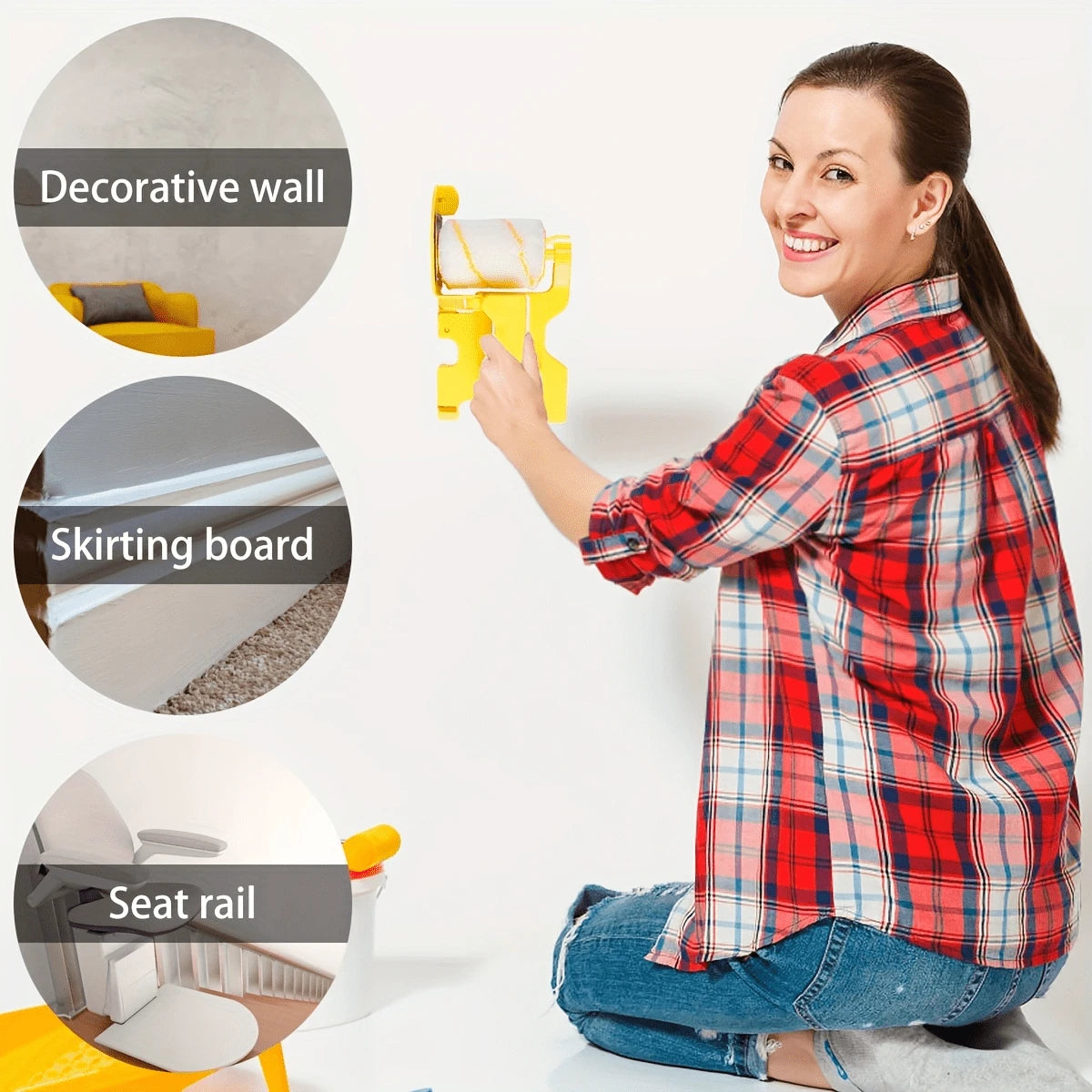 5/2/1pc, Multi-Functional Paint Edge Roller Brush Tool Set- Adjustable Angle, Clear Lines, Even Application. Includes Roller Brush And Bristle Brush Accessories. Suitable For Indoor And Outdoor Wall