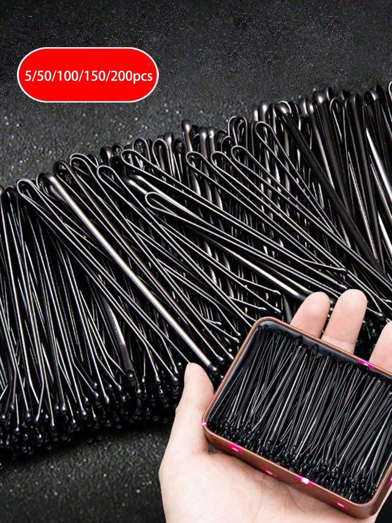 5/50/100/150/200pcs Women's Black Hair Clips, Side Clips, Hairpins, U-Shaped Hairpins, Steel Clip Accessories, Everyday Wear