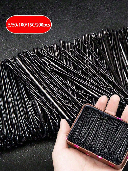5/50/100/150/200pcs Women's Black Hair Clips, Side Clips, Hairpins, U-Shaped Hairpins, Steel Clip Accessories, Everyday Wear
