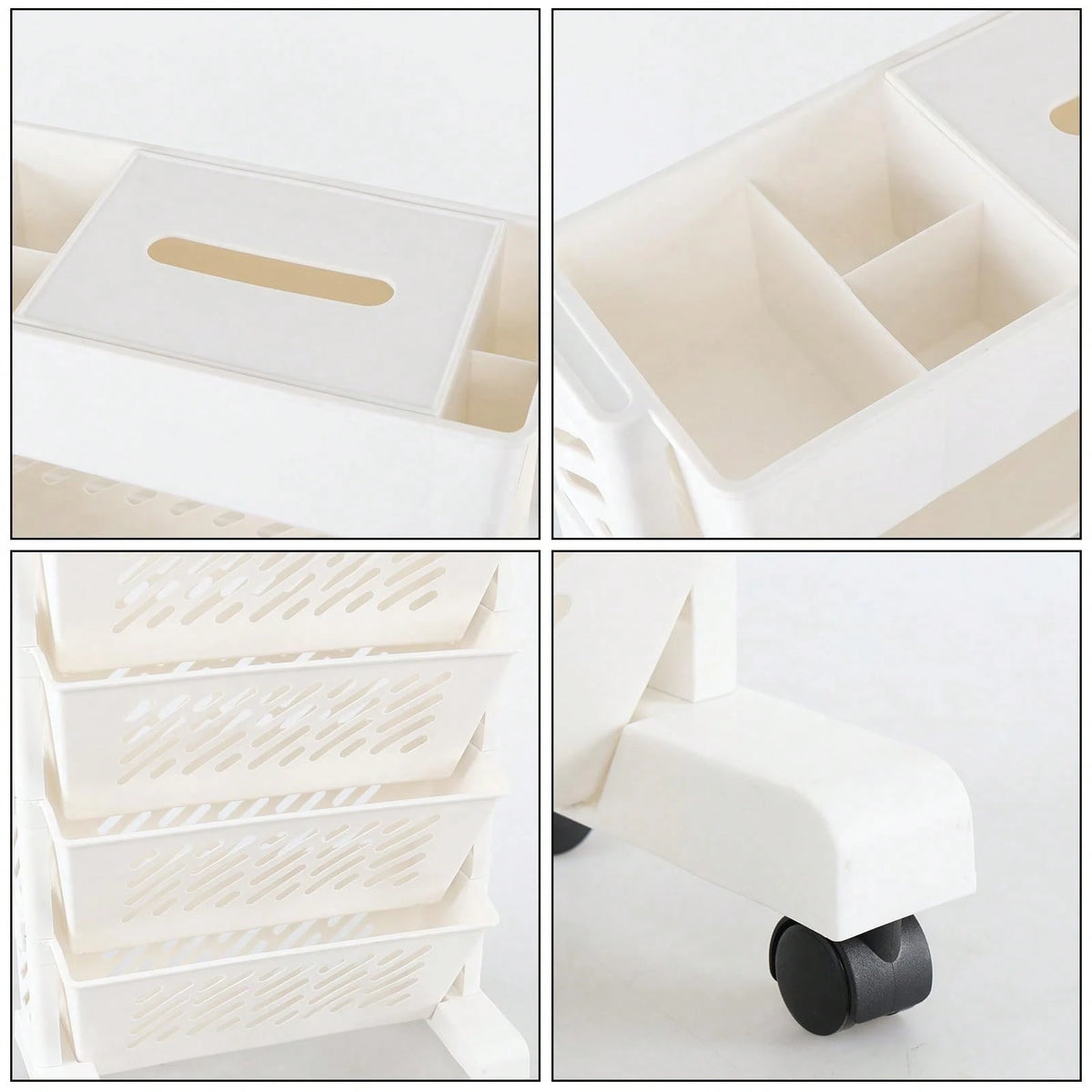 5/6 Tier Mobile Storage Cart With Wheels, White Rolling Book Cart, Slim Rolling Bookshelf Organizer For Office Home School Study Books Magazines Storage, Space Saving