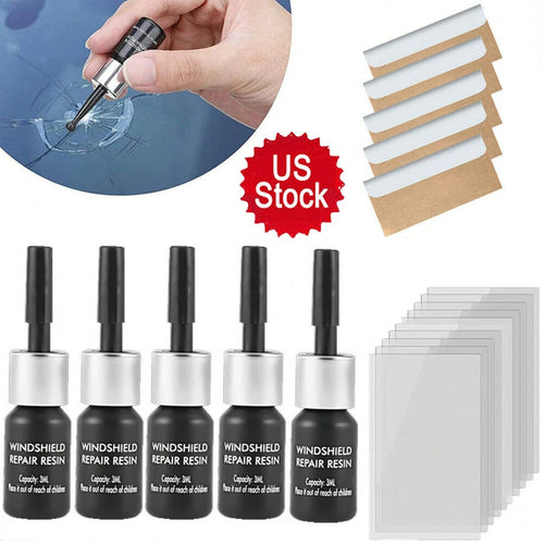 5-Pack Glass Repair Fluid Car Windshield Resin Crack Kit Crack Tools 9J6I