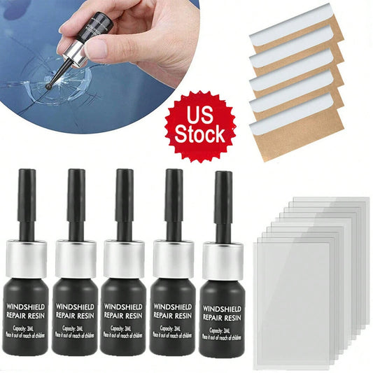 5-Pack Glass Repair Fluid Car Windshield Resin Crack Kit Crack Tools 9J6I