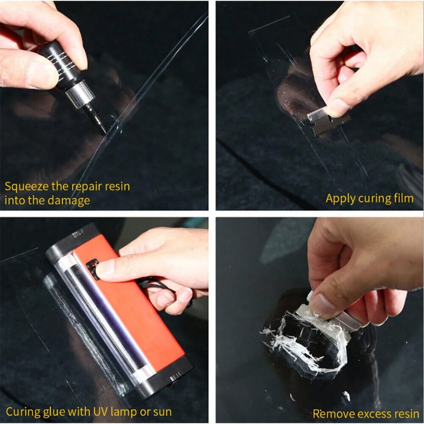 5-Pack Glass Repair Fluid Car Windshield Resin Crack Kit Crack Tools 9J6I