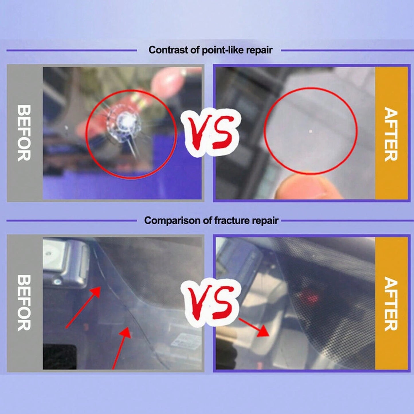 5-Pack Glass Repair Fluid Car Windshield Resin Crack Kit Crack Tools 9J6I