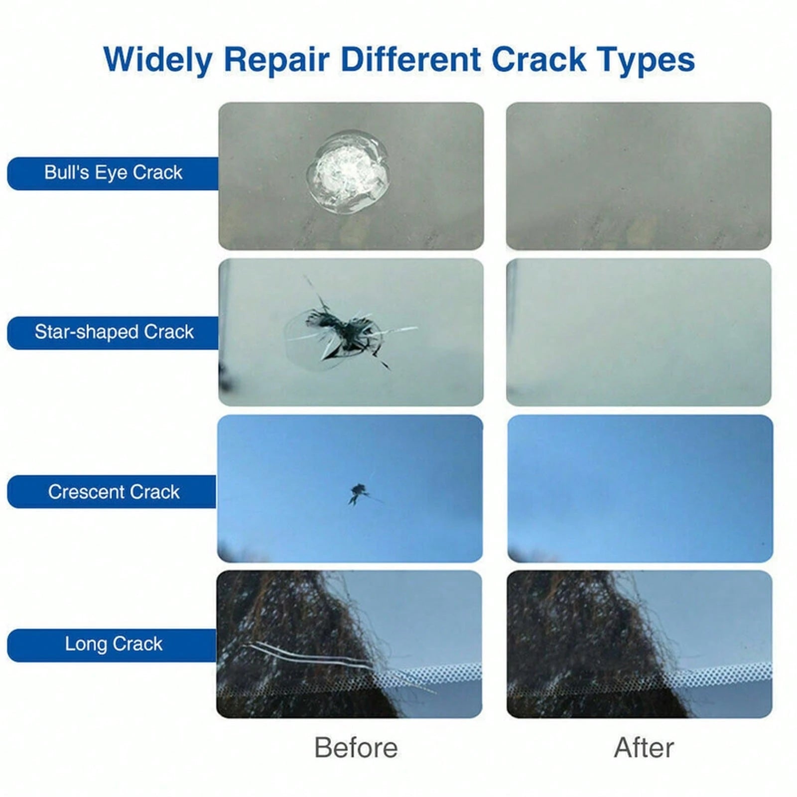 5-Pack Glass Repair Fluid Car Windshield Resin Crack Kit Crack Tools 9J6I
