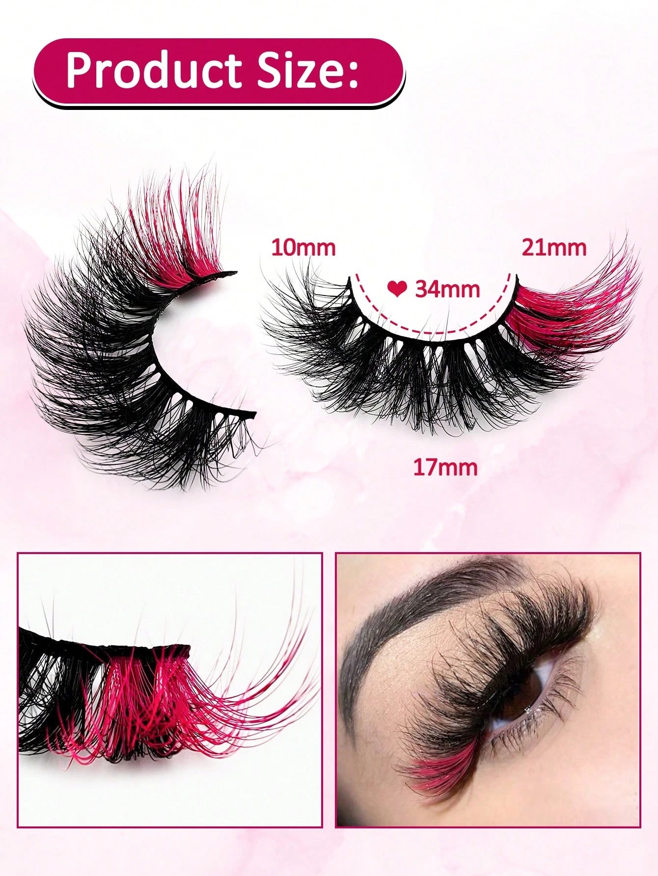 5 Pairs Red Colored Lashes Fluffy Faux Mink Lashes Lashes With Color On End Eyelashes, 20mm Dramatic Long Thick Cat Fox Eye Lashes Volume Full Curly False Eyelash Colorful Faux Mink Wispy Fluffy Long