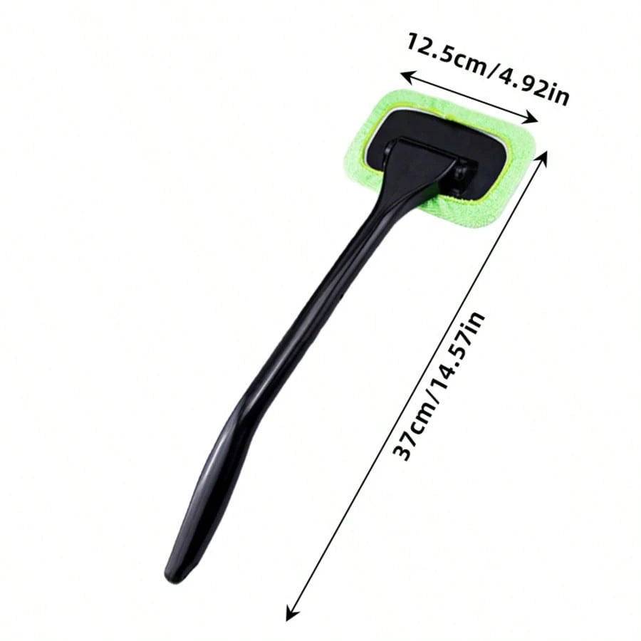 5‑Pcs Car Interior Window Cleaning Tool Set, Long‑Handle Windshield Cleaner With 1 Handle + 4 Microfiber Replacement Cloths, Detachable Microfiber Pad Auto Glass Dust Remover
