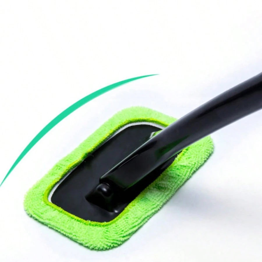 5‑Pcs Car Interior Window Cleaning Tool Set, Long‑Handle Windshield Cleaner With 1 Handle + 4 Microfiber Replacement Cloths, Detachable Microfiber Pad Auto Glass Dust Remover