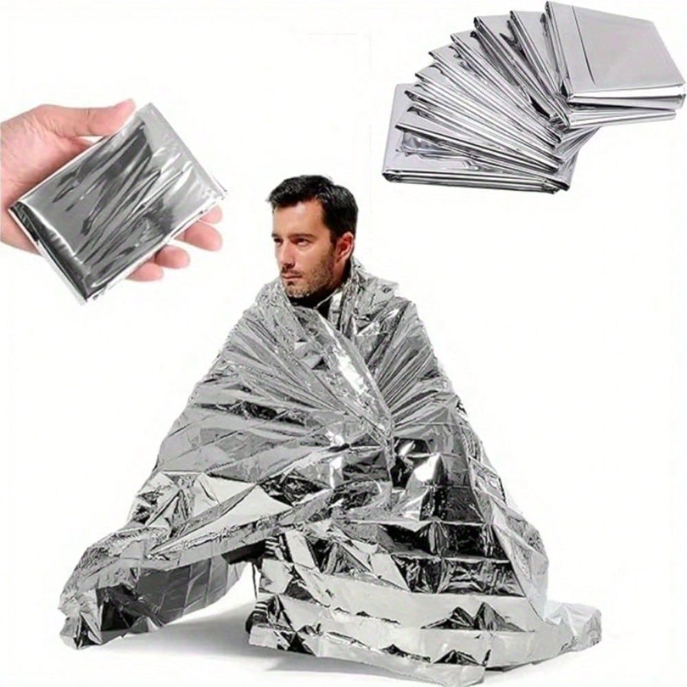 5 Pieces Of Large Emergency Thermal Blanket- 82x62 Inches Double-Sided Durable Polyester Film Insulation Blanket, Suitable For Outdoor Activities, Hiking, Camping, Survival, Marathons And First Aid