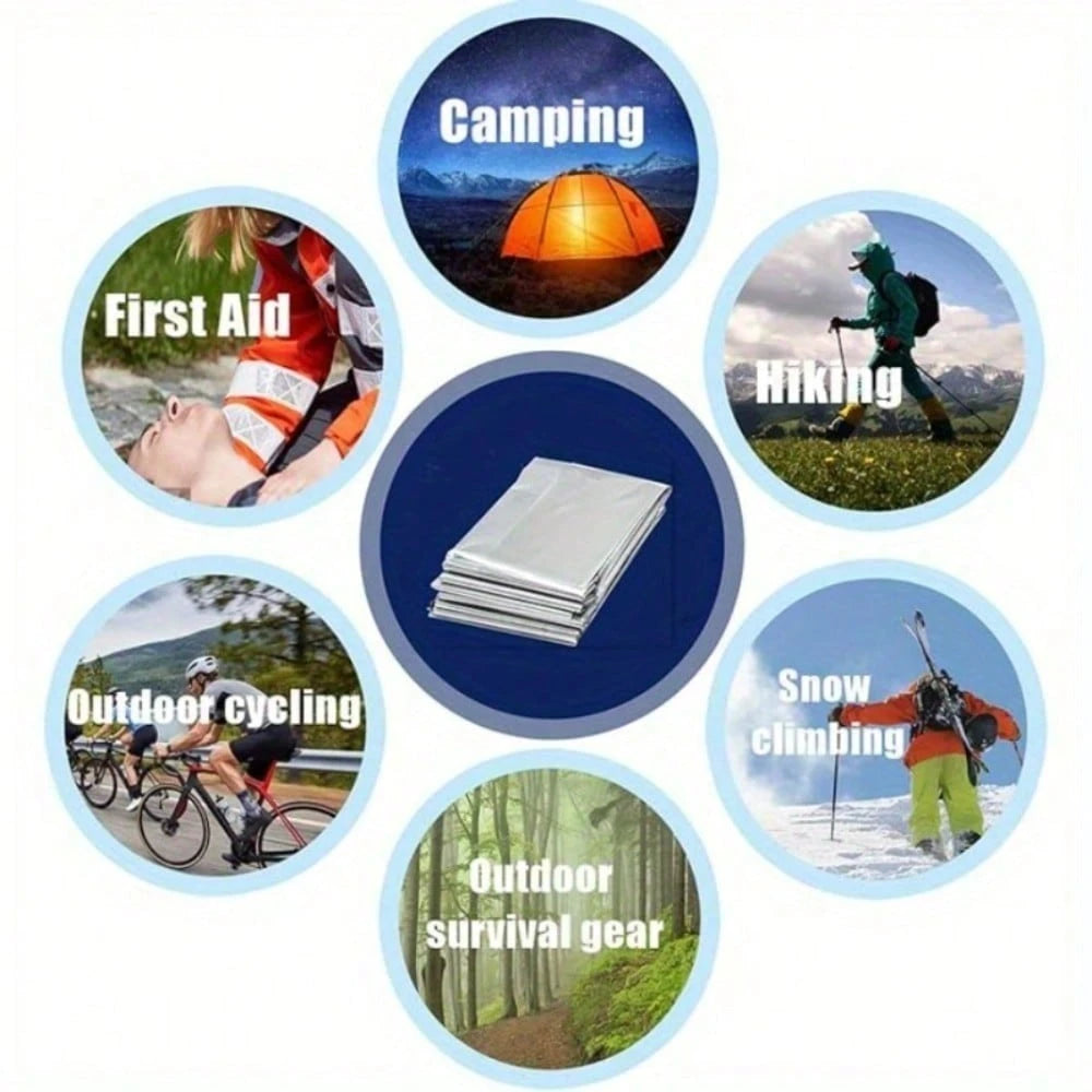 5 Pieces Of Large Emergency Thermal Blanket- 82x62 Inches Double-Sided Durable Polyester Film Insulation Blanket, Suitable For Outdoor Activities, Hiking, Camping, Survival, Marathons And First Aid