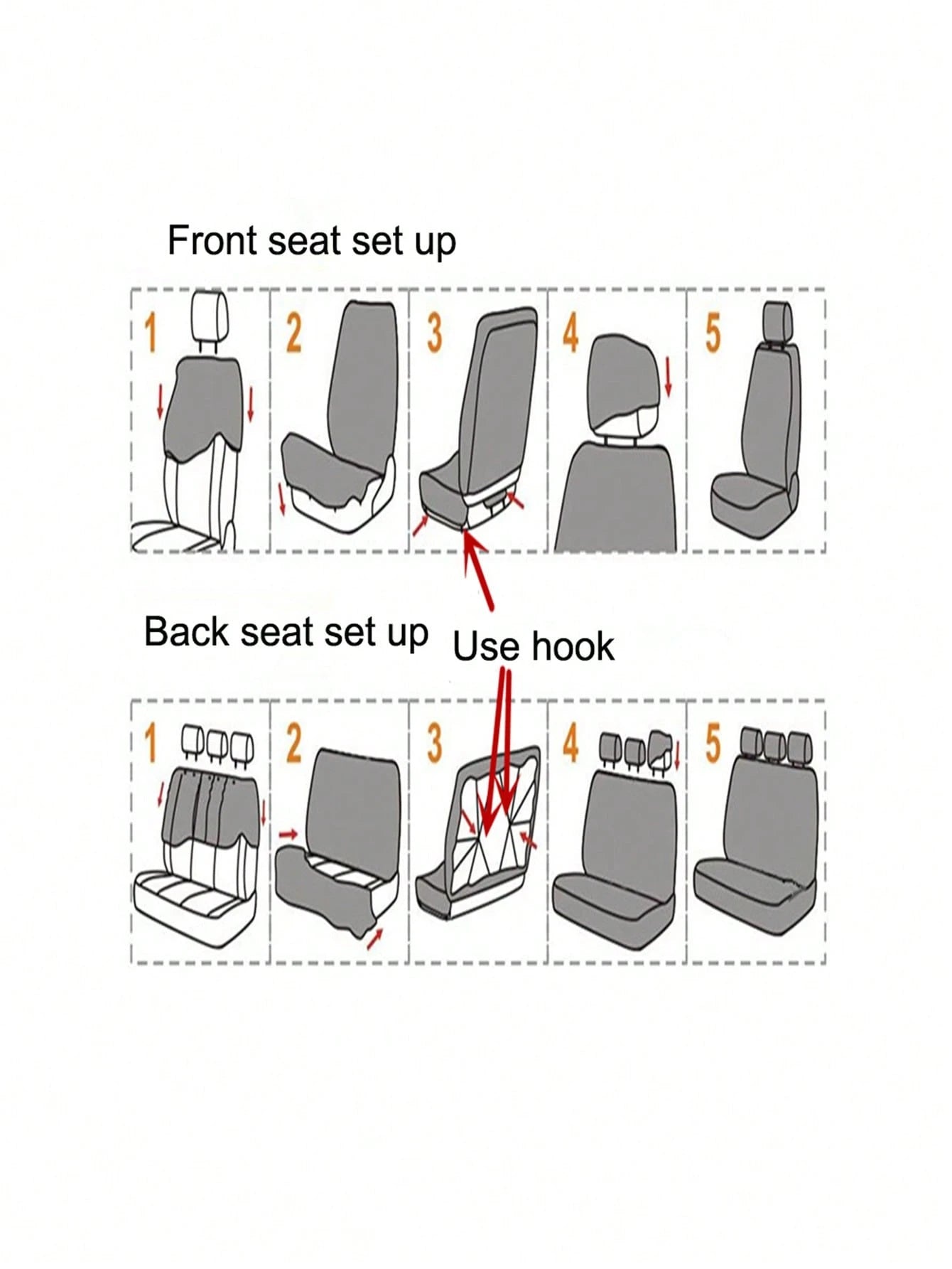 5 Seats Full Set Universal Car Seat Covers, Made Of Polyester Fabric With 4mm Sponge And Compression Technique, With Iron-On Butterfly Pattern, Multiple Colors Available. Suitable For Small And Medium