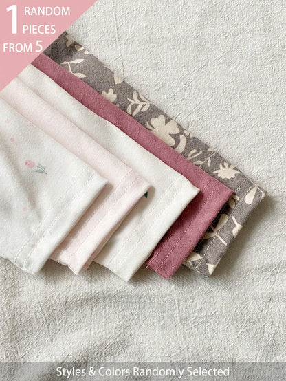 5 Sets Randomly Sent 1 Set Spring Autumn Winter Newborn Home Wear Cute Floral Cherry Tree Leaf Print White Apricot Pink Brown Purple Red Peter Pan Collar Cardigan Long Sleeve Top With Footed Pants Set