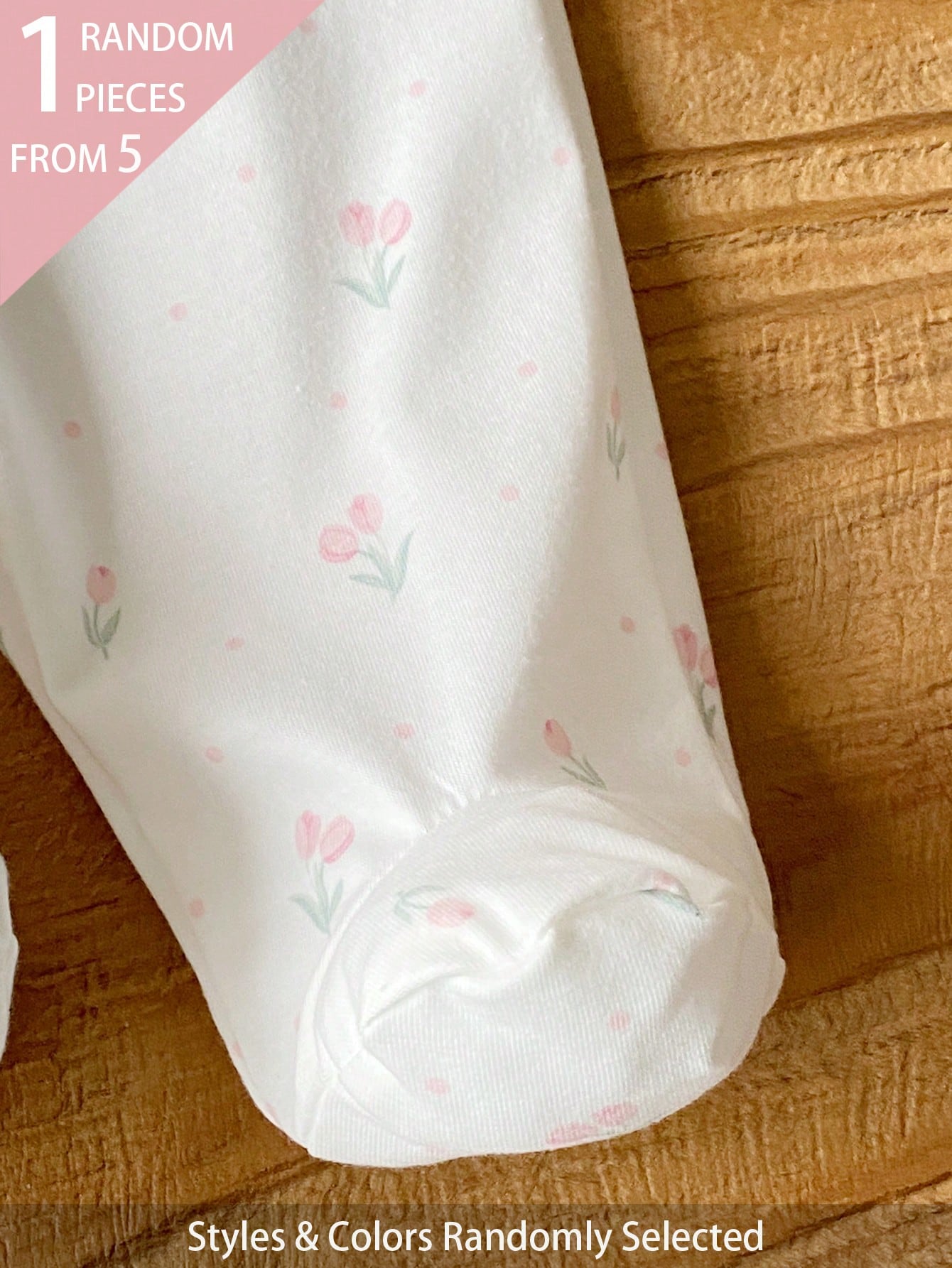 5 Sets Randomly Sent 1 Set Spring Autumn Winter Newborn Home Wear Cute Floral Cherry Tree Leaf Print White Apricot Pink Brown Purple Red Peter Pan Collar Cardigan Long Sleeve Top With Footed Pants Set