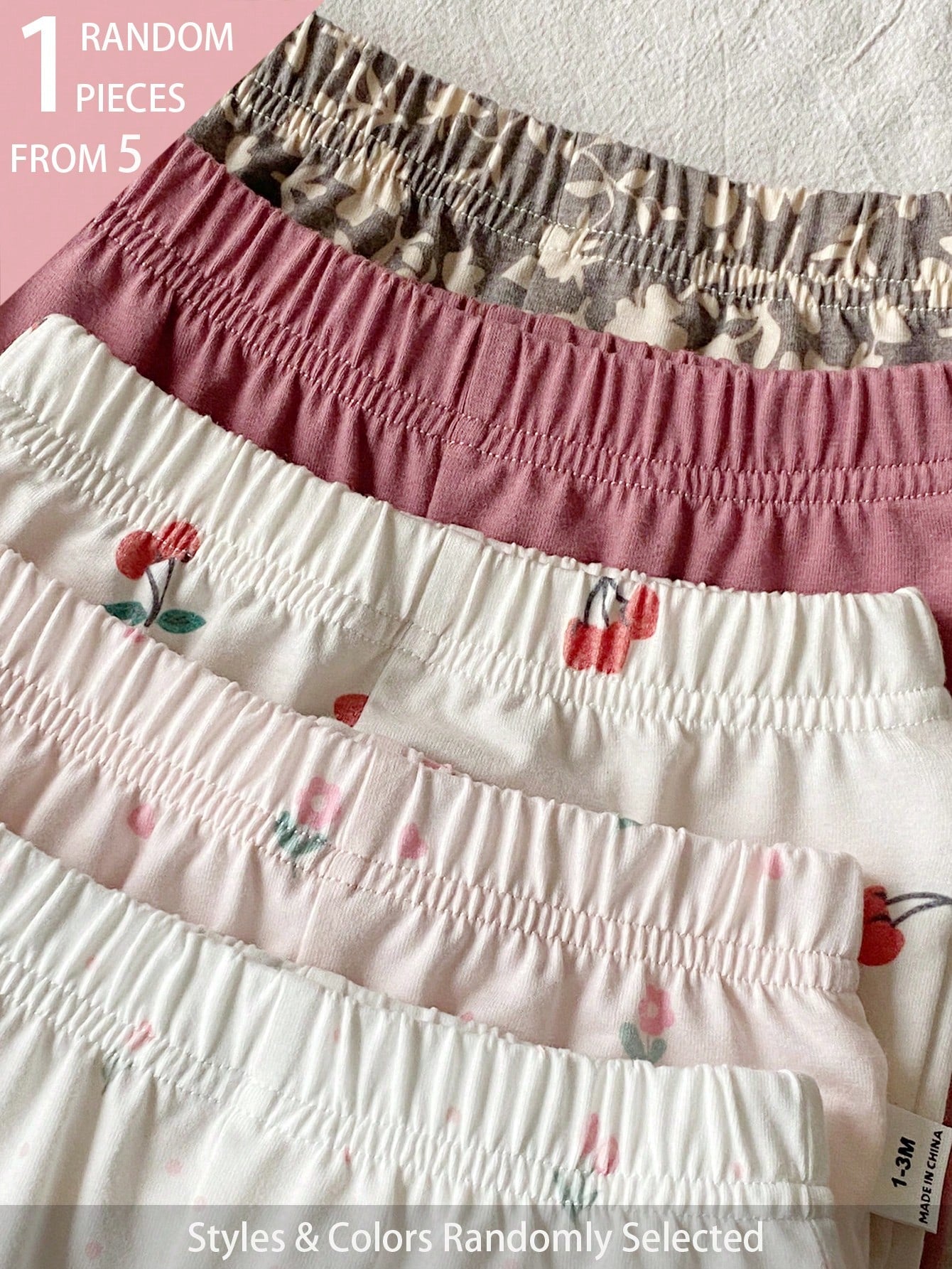 5 Sets Randomly Sent 1 Set Spring Autumn Winter Newborn Home Wear Cute Floral Cherry Tree Leaf Print White Apricot Pink Brown Purple Red Peter Pan Collar Cardigan Long Sleeve Top With Footed Pants Set