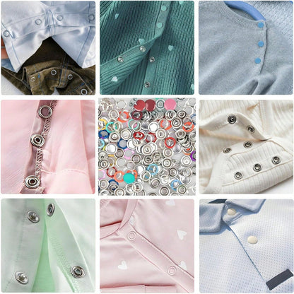 50/100/200pcs Colorful Solid & Hollow Snap Buttons, Stainless Steel Pliers Snap Fastener Kit, Suitable For Crafts, Sewing, Handmade, Clothing, Pants, Bibs, Hats, Shoes, Umbrellas, Sewing Beginner Inst