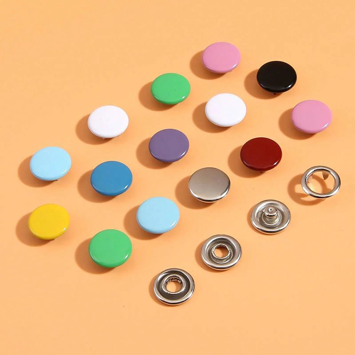 50/100/200pcs Colorful Solid & Hollow Snap Buttons, Stainless Steel Pliers Snap Fastener Kit, Suitable For Crafts, Sewing, Handmade, Clothing, Pants, Bibs, Hats, Shoes, Umbrellas, Sewing Beginner Inst
