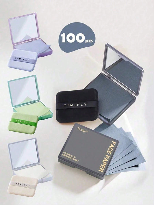 500/200/100pcs Portable Oil Absorbing Sheets, Suitable For Oily Skin, 3-In-1 Design With Mirror. Lightweight And Easy To Carry, Perfect For Daily Use. Essential For Beauty, Skincare, Self-Care, Facial