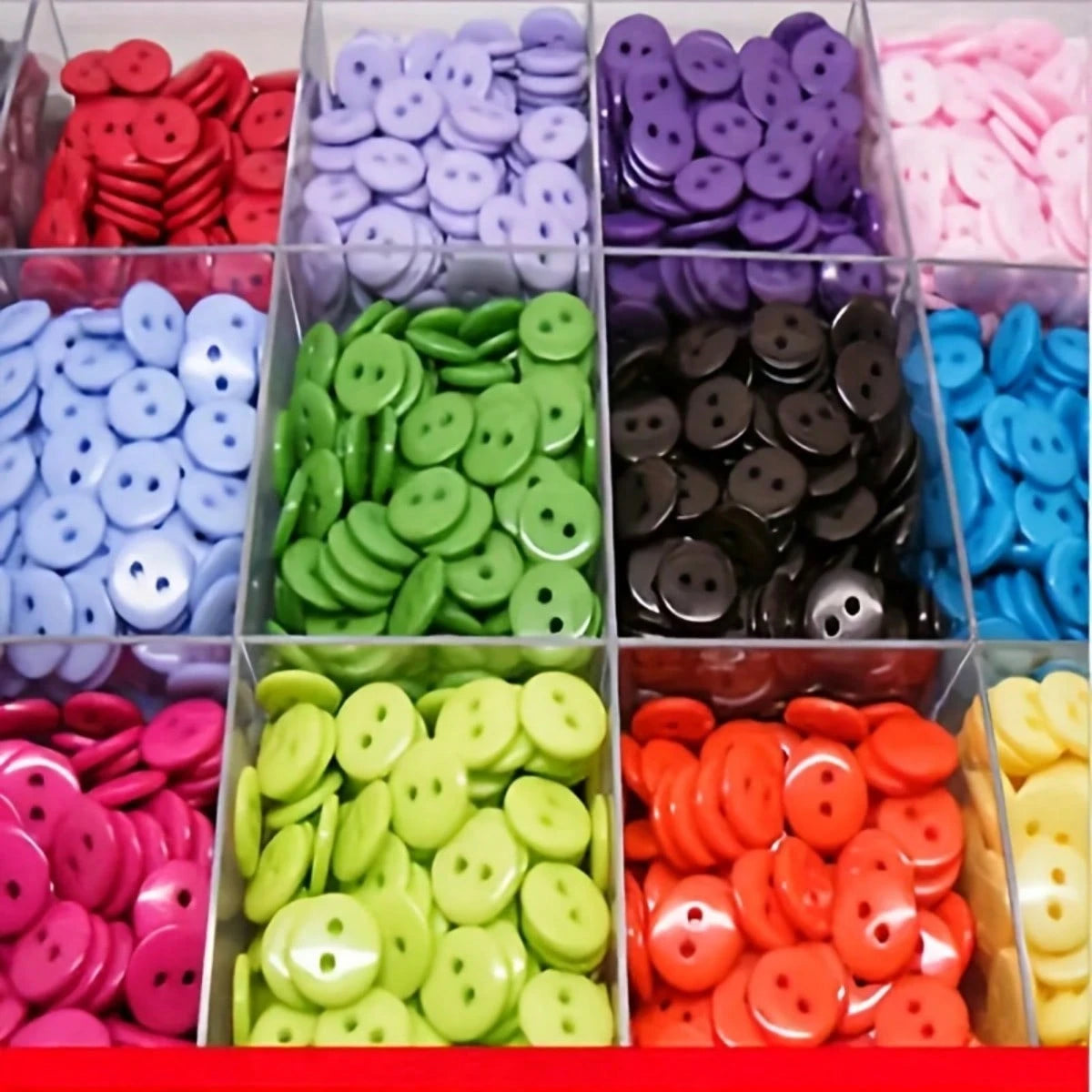 500pcs Mixed Resin Buttons, 9mm, 2-Hole- Ideal For DIY Sewing And Craft Projects, White/Red