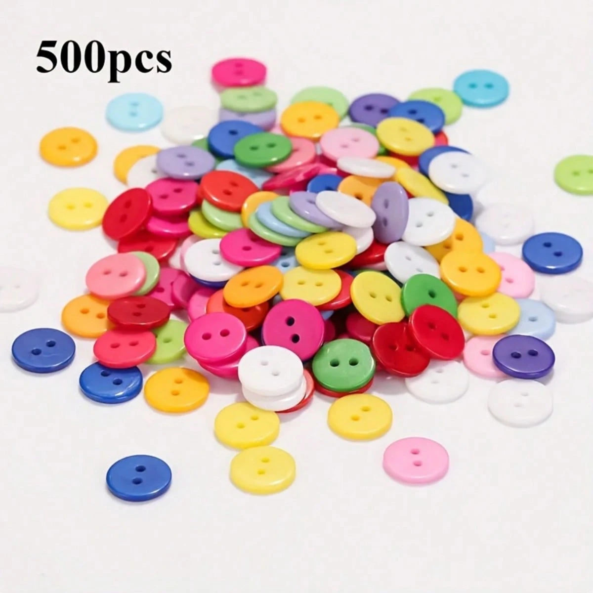500pcs Mixed Resin Buttons, 9mm, 2-Hole- Ideal For DIY Sewing And Craft Projects, White/Red