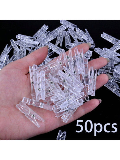 50PCS Baby Shower Clothespins Games Girl Plastic Clothes Pin With Waterproof Bag Mini Pink Pin Bulk 1.18 Inch For Party Decorations, DIY Crafts Gender Reveal Clothespins Baby Shower Clothes Pins Plast