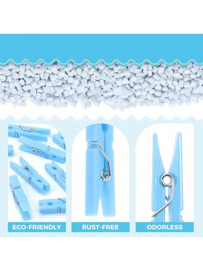 50PCS Baby Shower Clothespins Games Girl Plastic Clothes Pin With Waterproof Bag Mini Pink Pin Bulk 1.18 Inch For Party Decorations, DIY Crafts Gender Reveal Clothespins Baby Shower Clothes Pins Plast