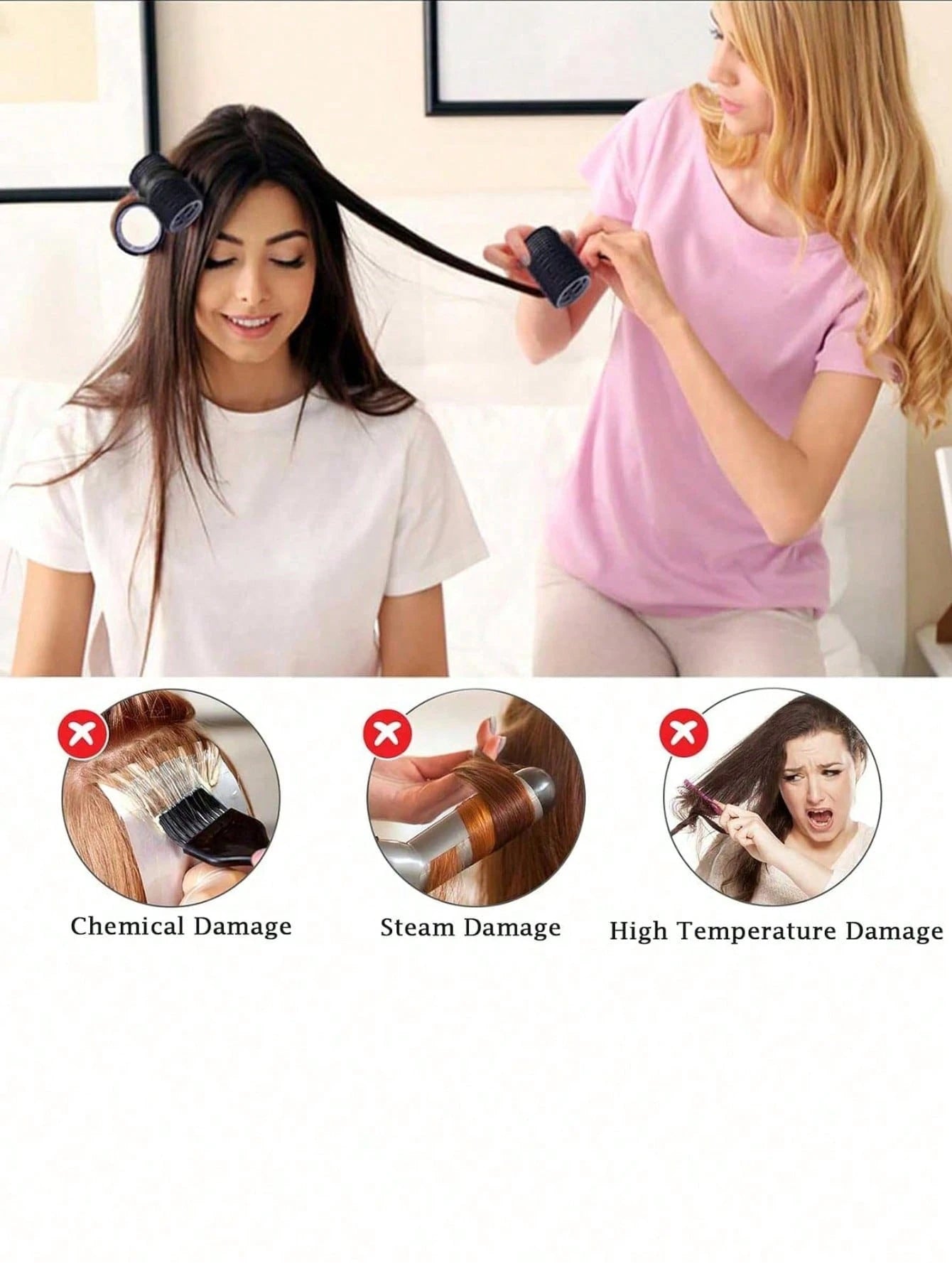 50pcs Self-Adhesive Hair Roller And Hair Clip Set, Random 24pcs Self-Fixing Hair Rollers And 24pcs Alligator Hair Clips, 1pc Makeup Bag, Suitable For Long, Medium, Short, Thick, Fine, Thin, Bangs And