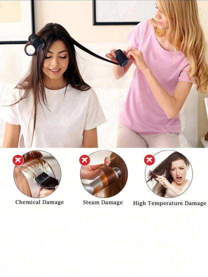 50pcs Self-Adhesive Hair Roller And Hair Clip Set, Random 24pcs Self-Fixing Hair Rollers And 24pcs Alligator Hair Clips, 1pc Makeup Bag, Suitable For Long, Medium, Short, Thick, Fine, Thin, Bangs And