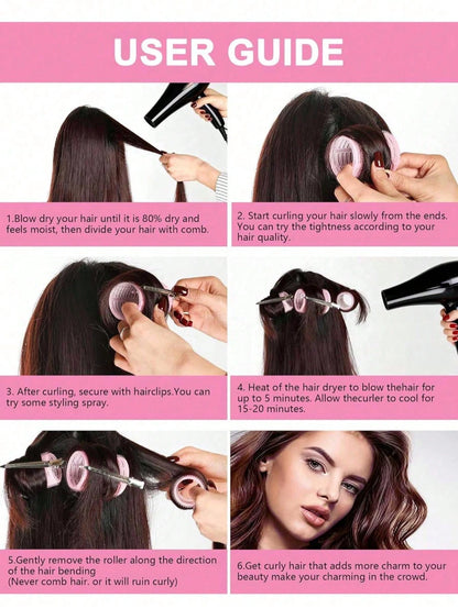 50pcs Self-Adhesive Hair Roller And Hair Clip Set, Random 24pcs Self-Fixing Hair Rollers And 24pcs Alligator Hair Clips, 1pc Makeup Bag, Suitable For Long, Medium, Short, Thick, Fine, Thin, Bangs And