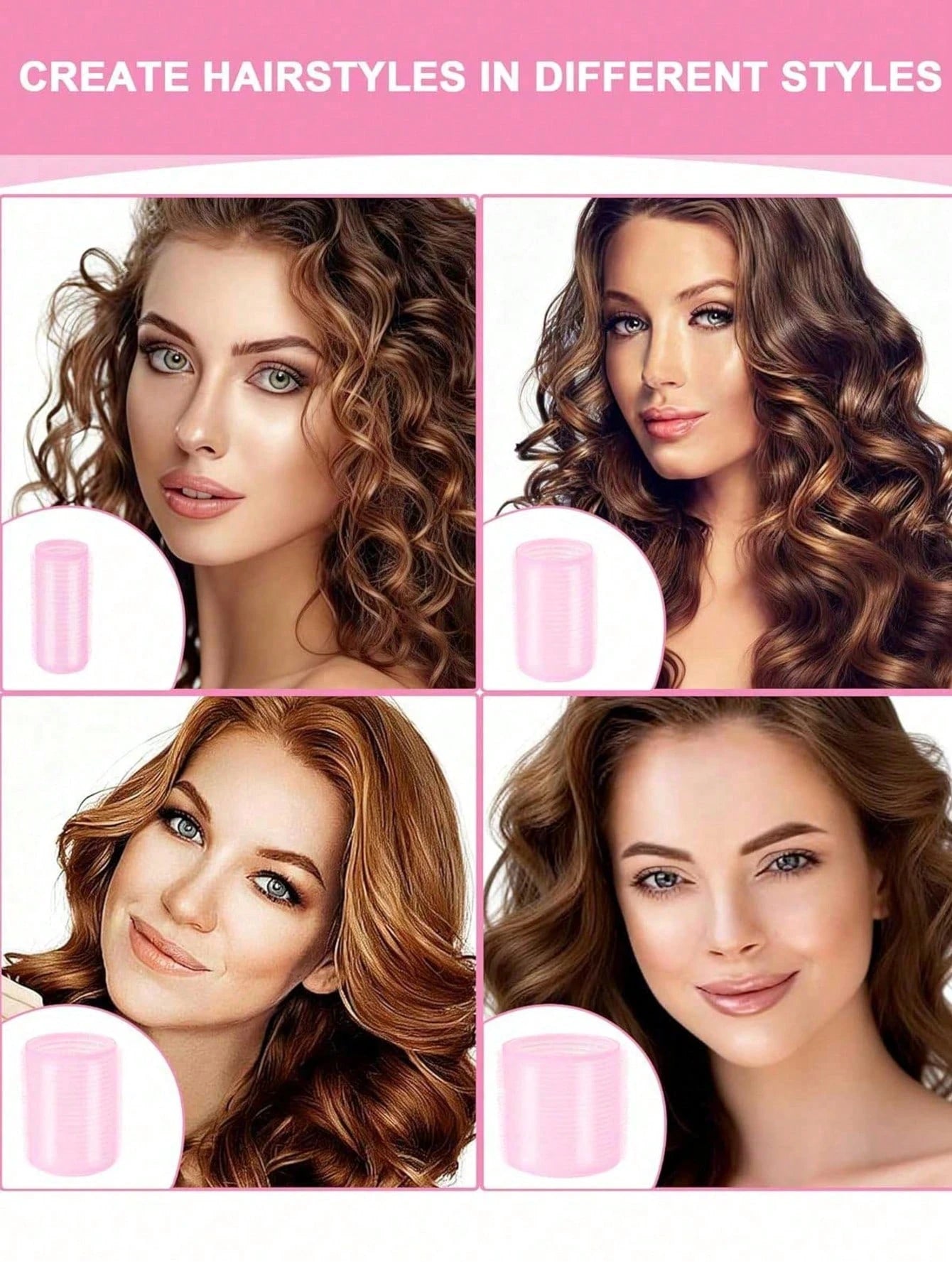 50pcs Self-Adhesive Hair Roller And Hair Clip Set, Random 24pcs Self-Fixing Hair Rollers And 24pcs Alligator Hair Clips, 1pc Makeup Bag, Suitable For Long, Medium, Short, Thick, Fine, Thin, Bangs And