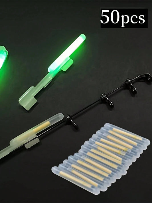 50pcs/Set Luminous Fishing Rod Lights, Clip-On Holders, Glow Sticks, Fishing Accessories, Glow Fishing Lure