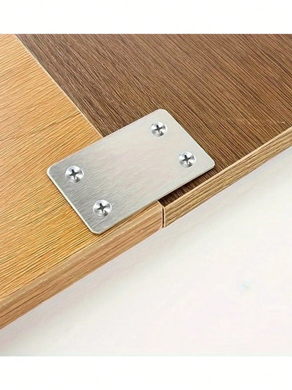 50pcs Stainless Steel Flat Repair Plate Bracket Set, 4-Hole Fixing Plate+Countersunk Screw, Suitable For Furniture Cabinet Rack Installation