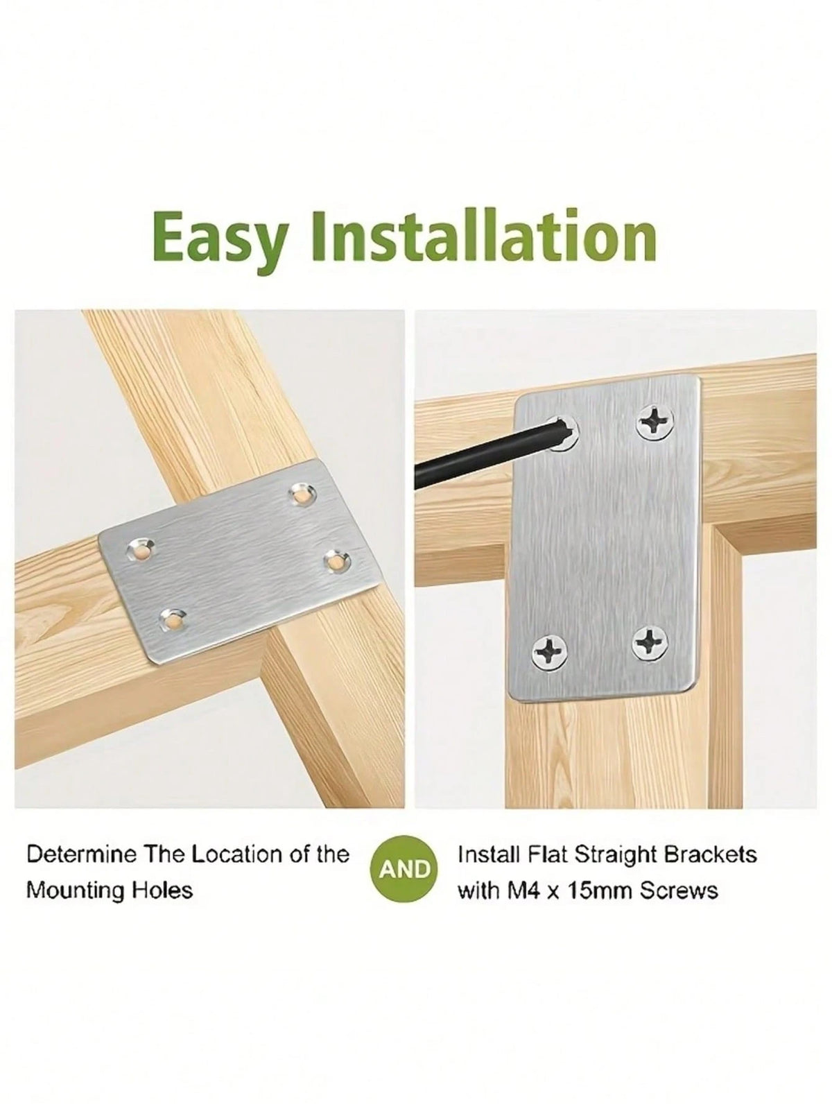 50pcs Stainless Steel Flat Repair Plate Bracket Set, 4-Hole Fixing Plate+Countersunk Screw, Suitable For Furniture Cabinet Rack Installation