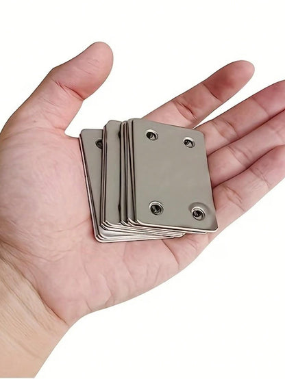 50pcs Stainless Steel Flat Repair Plate Bracket Set, 4-Hole Fixing Plate+Countersunk Screw, Suitable For Furniture Cabinet Rack Installation