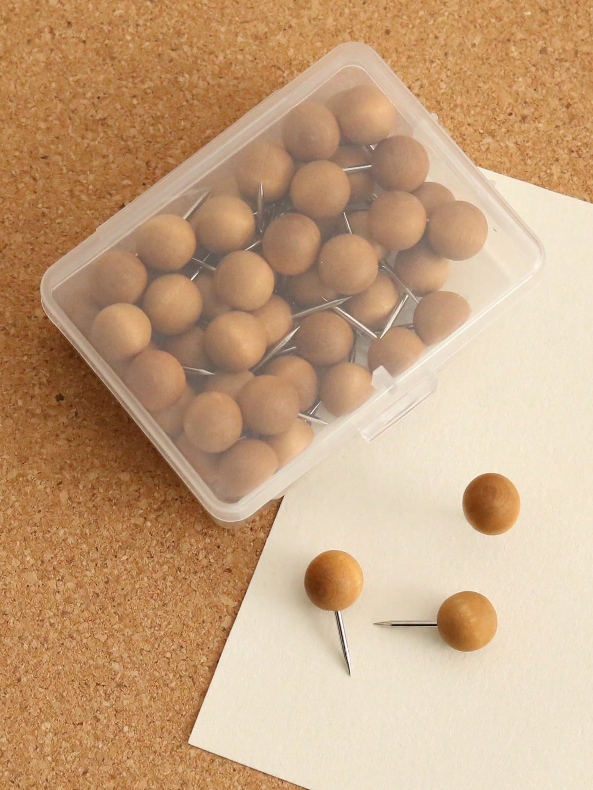 50pcs Wood Push Pins, Wooden Head Stainless Steel Point.Decorative Thumb Tacks, Wooden Pins And Tacks, Cork Board Thumbtacks, Cute Thumbtack For Wall And Bulletin Board, Photo Map Pins Back To School