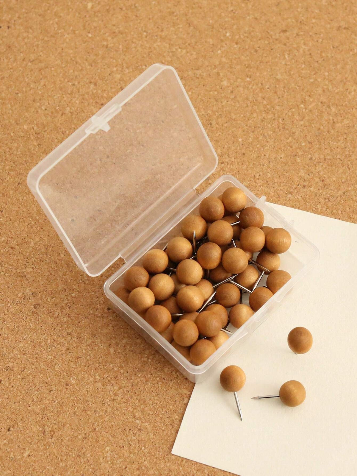 50pcs Wood Push Pins, Wooden Head Stainless Steel Point.Decorative Thumb Tacks, Wooden Pins And Tacks, Cork Board Thumbtacks, Cute Thumbtack For Wall And Bulletin Board, Photo Map Pins Back To School