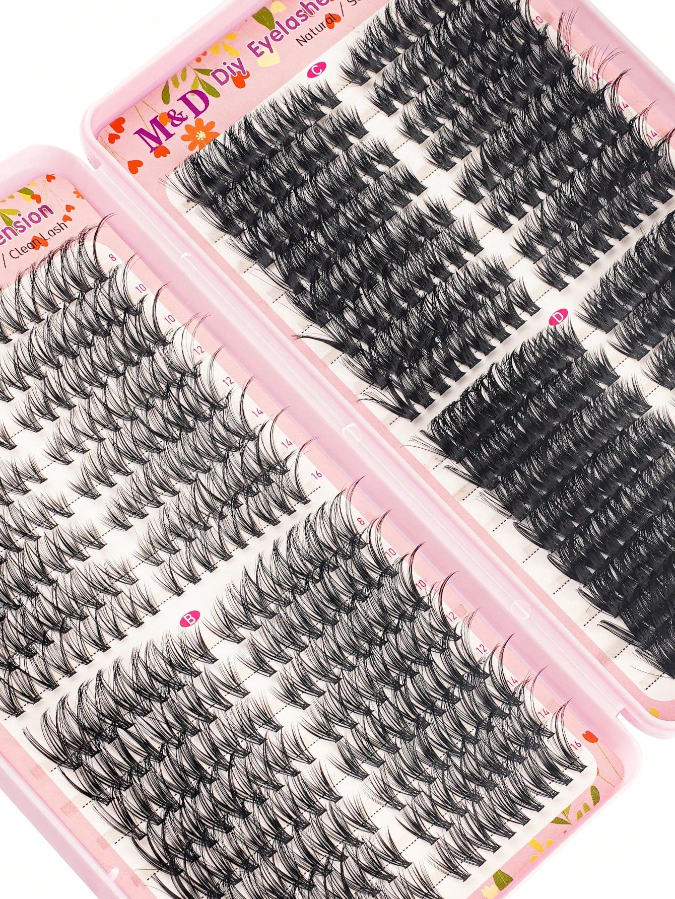 576pcs DIY False Eyelash Clusters Extension Kit 30D+40D+60D+80D 4 Styles Natural & Voluminous, Mixed Lengths Easy To Apply, Reusable, Suitable For Home Beginners