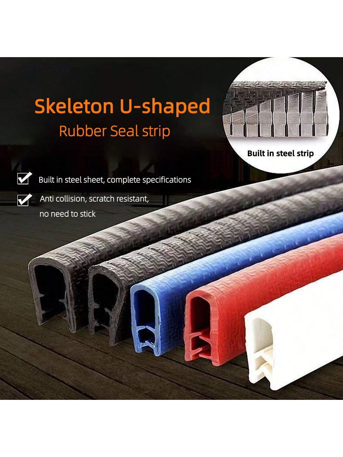 5M U Type Universal Car Door Edge Guards Trim Styling Moulding Protection Strip Anti Scratch Collision Protector Vehicle