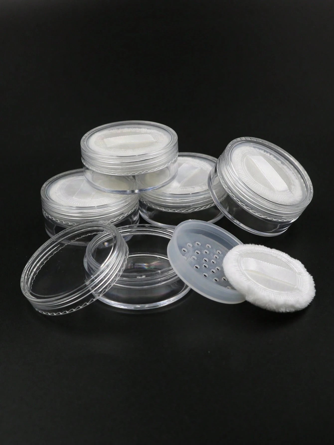 5pcs 10g Makeup Powder Storage Box With Puff, Living Room Home Bedroom Bathroom House Decor, Travel Stuff, Wedding, Party, Birthday, Gifts For Men Mom Dad Friends, New Years, Accessories, Funny Gift