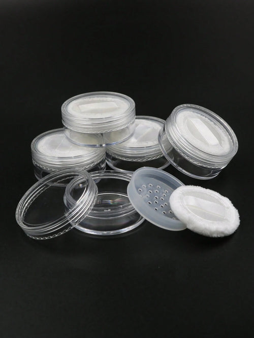 5pcs 10g Makeup Powder Storage Box With Puff, Living Room Home Bedroom Bathroom House Decor, Travel Stuff, Wedding, Party, Birthday, Gifts For Men Mom Dad Friends, New Years, Accessories, Funny Gift