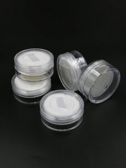 5pcs 10g Makeup Powder Storage Box With Puff, Living Room Home Bedroom Bathroom House Decor, Travel Stuff, Wedding, Party, Birthday, Gifts For Men Mom Dad Friends, New Years, Accessories, Funny Gift
