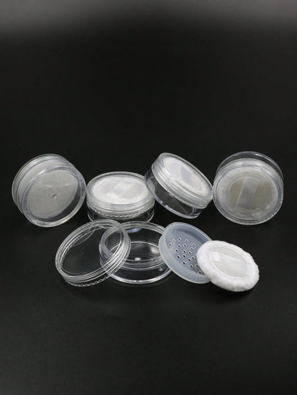 5pcs 10g Makeup Powder Storage Box With Puff, Living Room Home Bedroom Bathroom House Decor, Travel Stuff, Wedding, Party, Birthday, Gifts For Men Mom Dad Friends, New Years, Accessories, Funny Gift