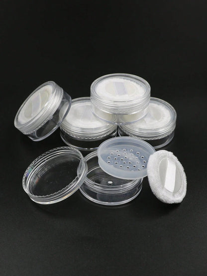 5pcs 10g Makeup Powder Storage Box With Puff, Living Room Home Bedroom Bathroom House Decor, Travel Stuff, Wedding, Party, Birthday, Gifts For Men Mom Dad Friends, New Years, Accessories, Funny Gift