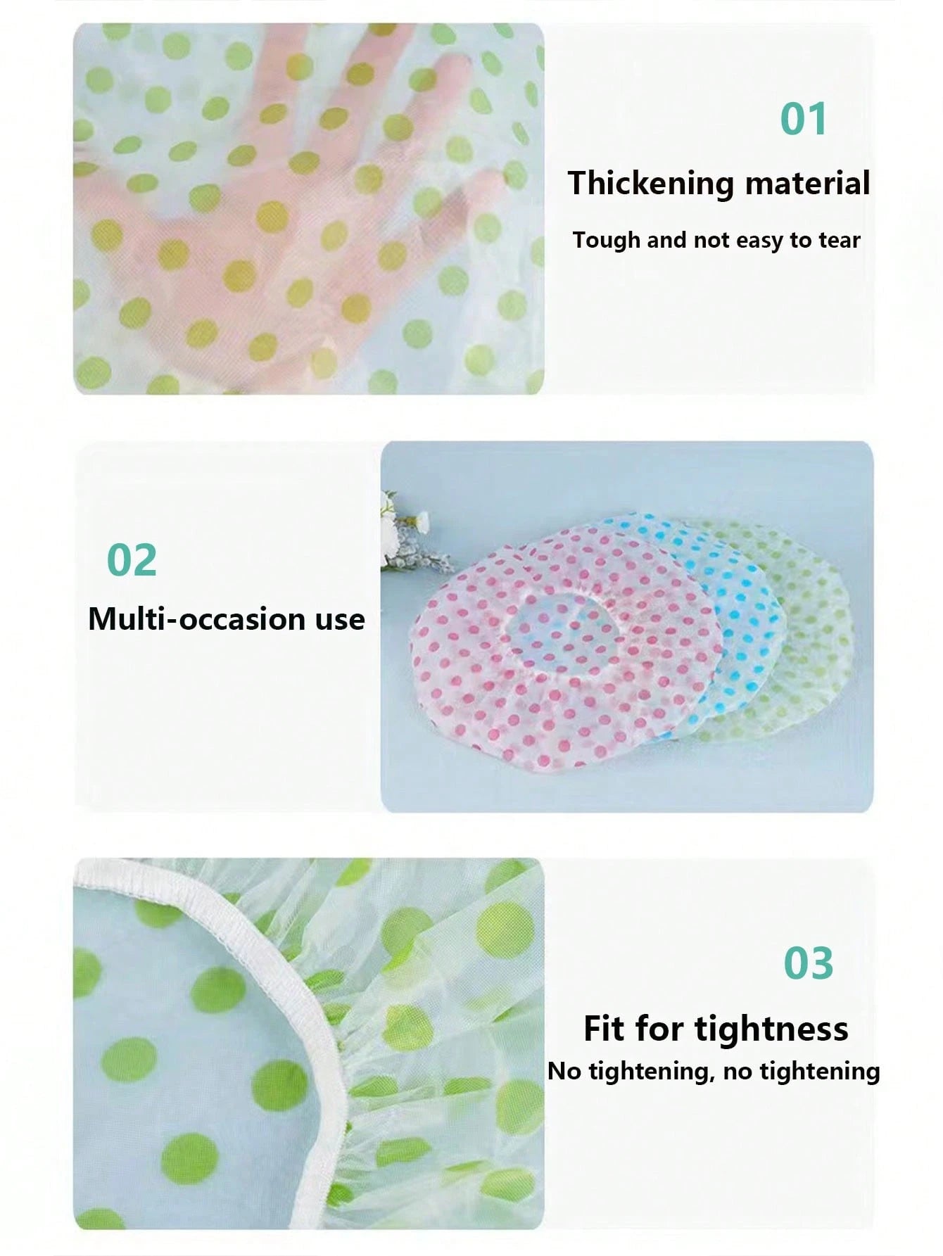 5pcs/3pcs Assorted Waterproof Shower Cap, Printed Bathing Cap, PVC Dust-Proof Waterproof Shower Head Cover, Thickened Reusable Shower Cap For Home, Travel, Salon, Beauty Spa