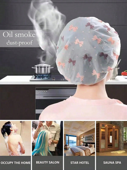 5pcs/3pcs Mixed Color Waterproof Shower Caps, Printed Bath Caps, PVC Dustproof Waterproof Shower Caps, Thickened Reusable Shower Caps, Suitable For Home, Travel, Salon, Beauty Spa