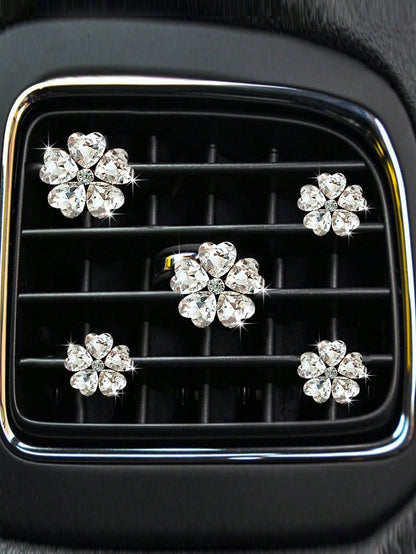 5pcs Heart And Five-Petal Flower Shaped Car Air Vent Clip Fragrance Decorations, Car Interior Air Conditioning Decoration