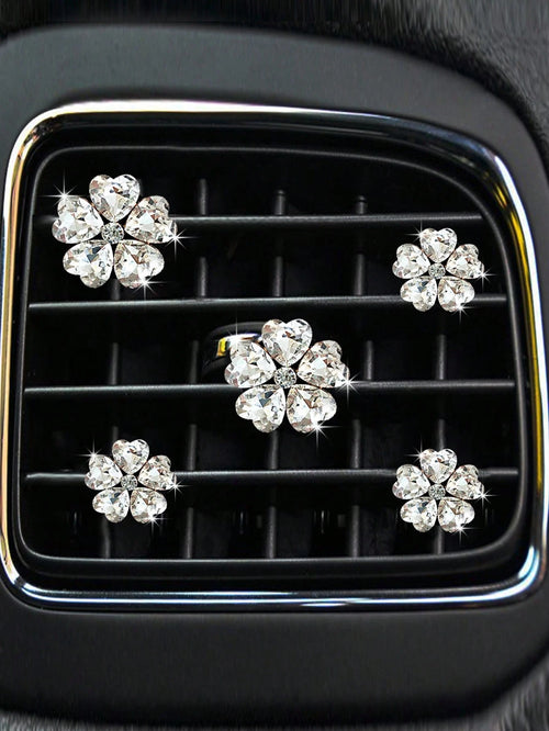 5pcs Heart And Five-Petal Flower Shaped Car Air Vent Clip Fragrance Decorations, Car Interior Air Conditioning Decoration